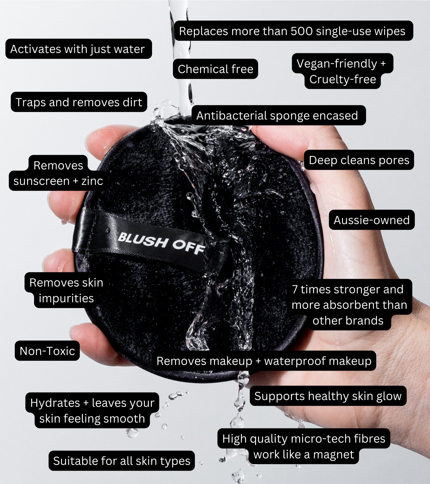 Single Pad - Blush Off - Eco Friendly Makeup Remover - FREE EXPRESS SHIPPING