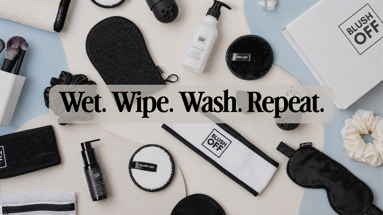 Load video: Amelia O’Brien demonstrating how to remove makeup with a Blush Off reusable makeup remover pad and clean the pad with Blush Off Shampoo Cleanser.