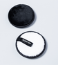 Black and white Blush Off reusable makeup remover pads with soft microfibre and finger strap